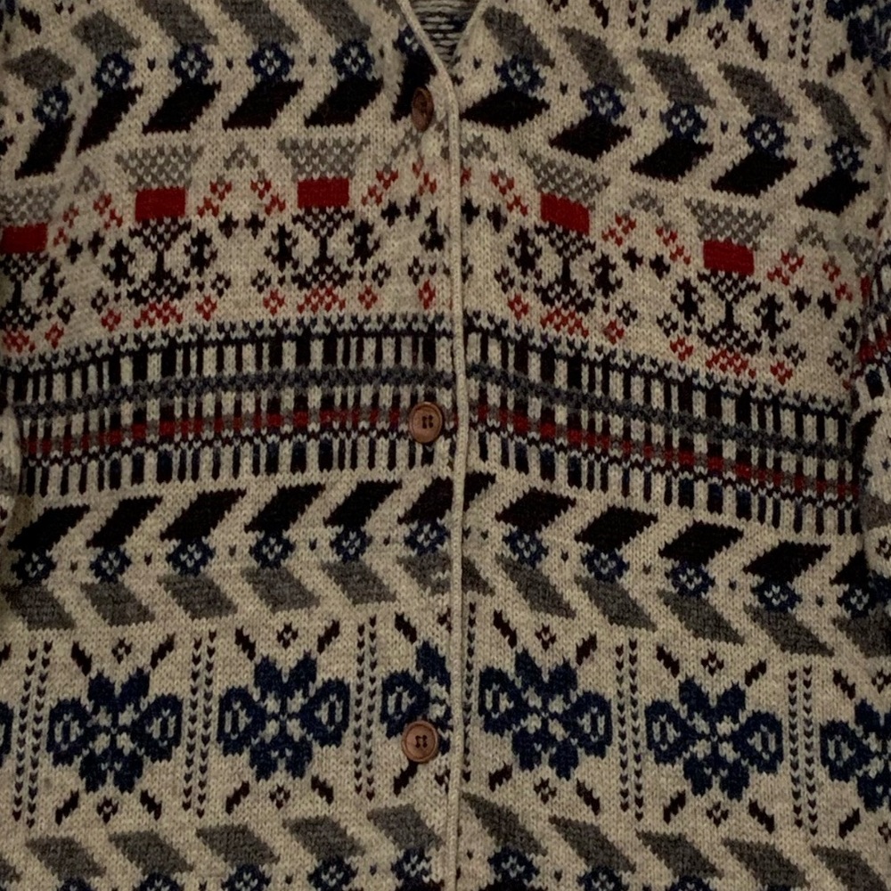 Vintage Jacob 100% Wool Button Front Cardigan in Nordic Style Pattern | Size M - Picture 7 of 10